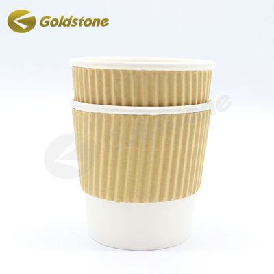 Giấy chất lượng thực phẩm 350ml Kraft Ripple Cups Printed Coffee CupsFor Safe Sustainable